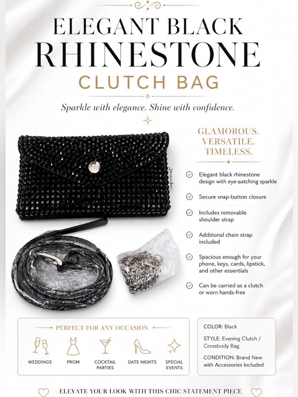 ALL THAT SPARKLES CLUTCH SHOULDER BAG
